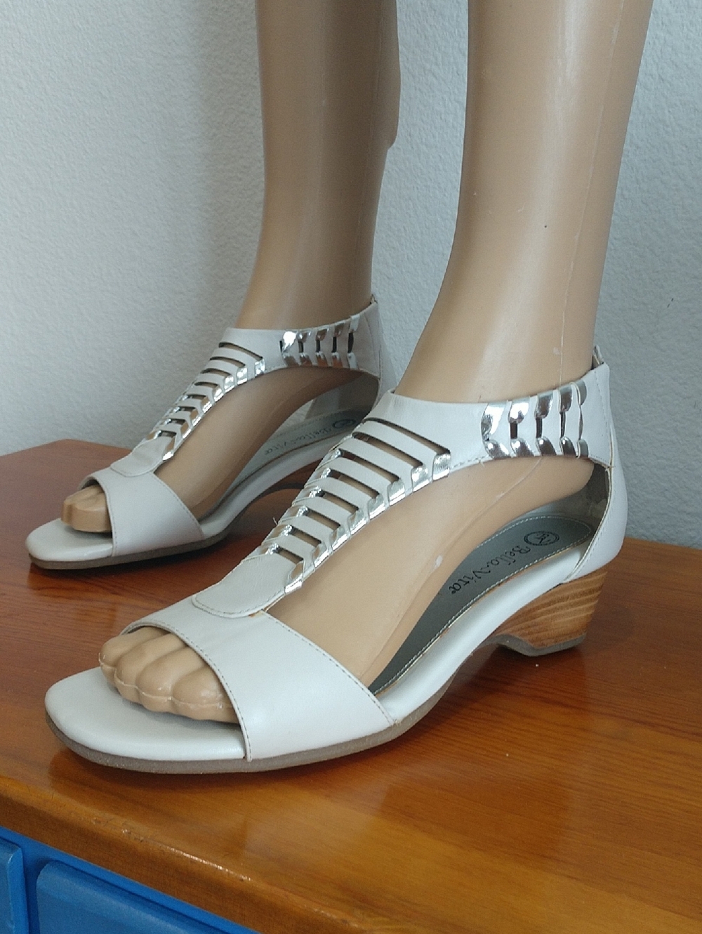 Bella Vita White Sandal with Silver Accents